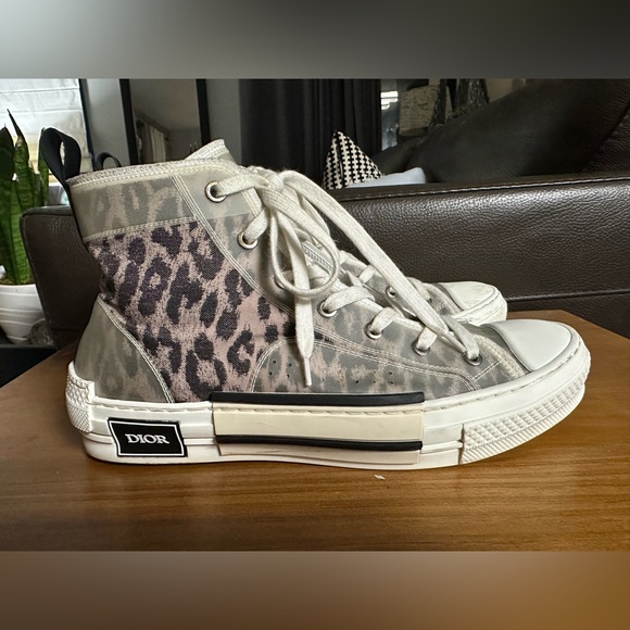 Dior B23 High-Top Sneakers Leopard Canvas Print Unisex Size 41 Women’s 10 RARE - Picture 2 of 14